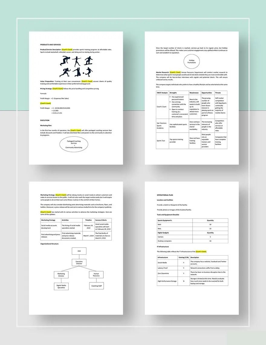 Personal Trainer Business Plan Template