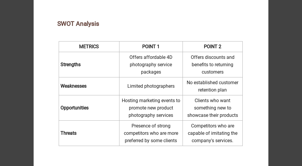 Photo studio business plan image