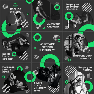 Free Simple Fitness Puzzle Post, Instagram, Facebook Template to Edit Online