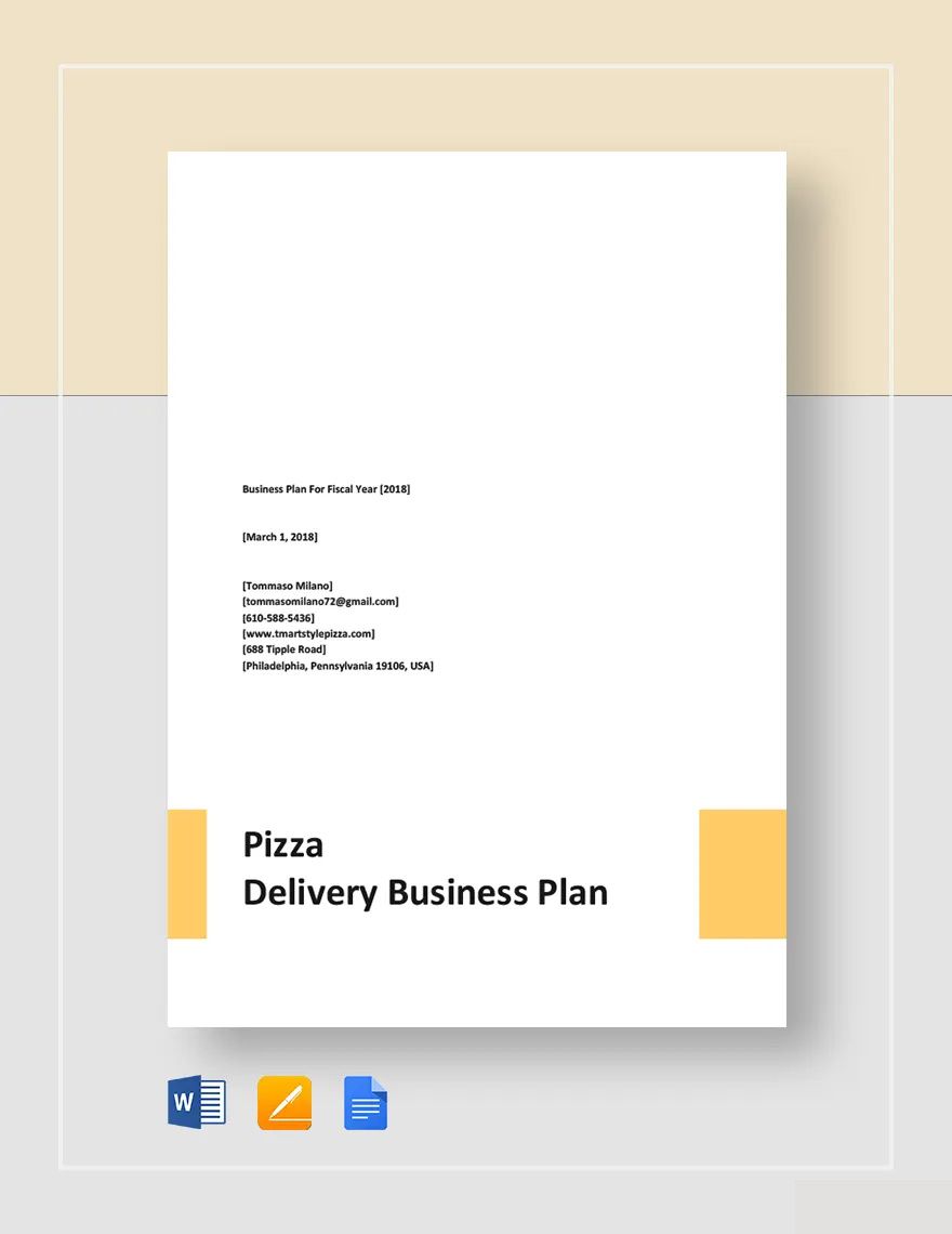 Pizza Delivery Business Plan Template