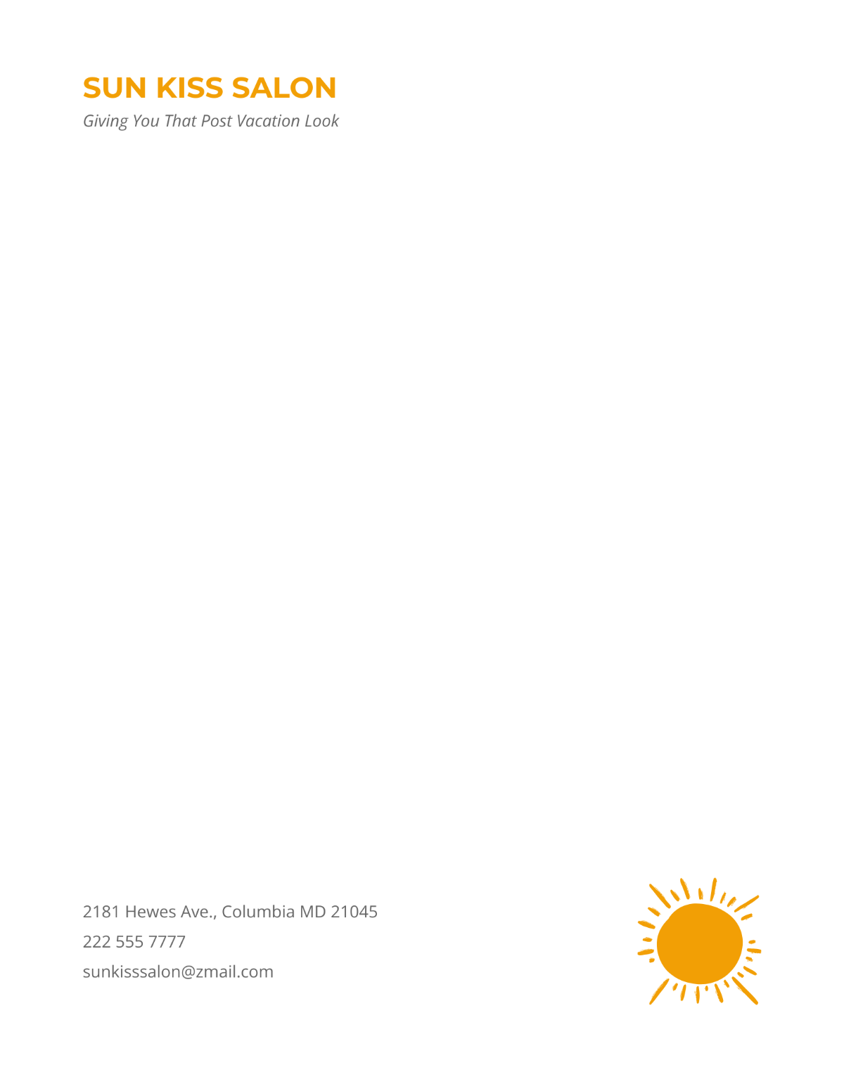 Tanning Salon Letterhead Template - Edit Online & Download