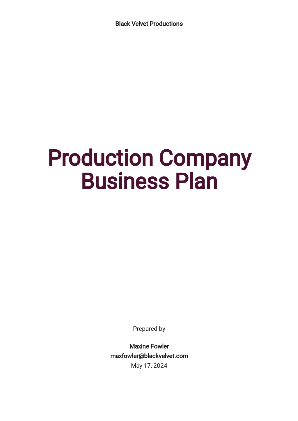 production company business plan sample