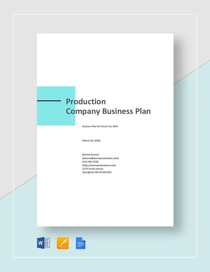 Production Company Business Plan Template Download In Word Google 