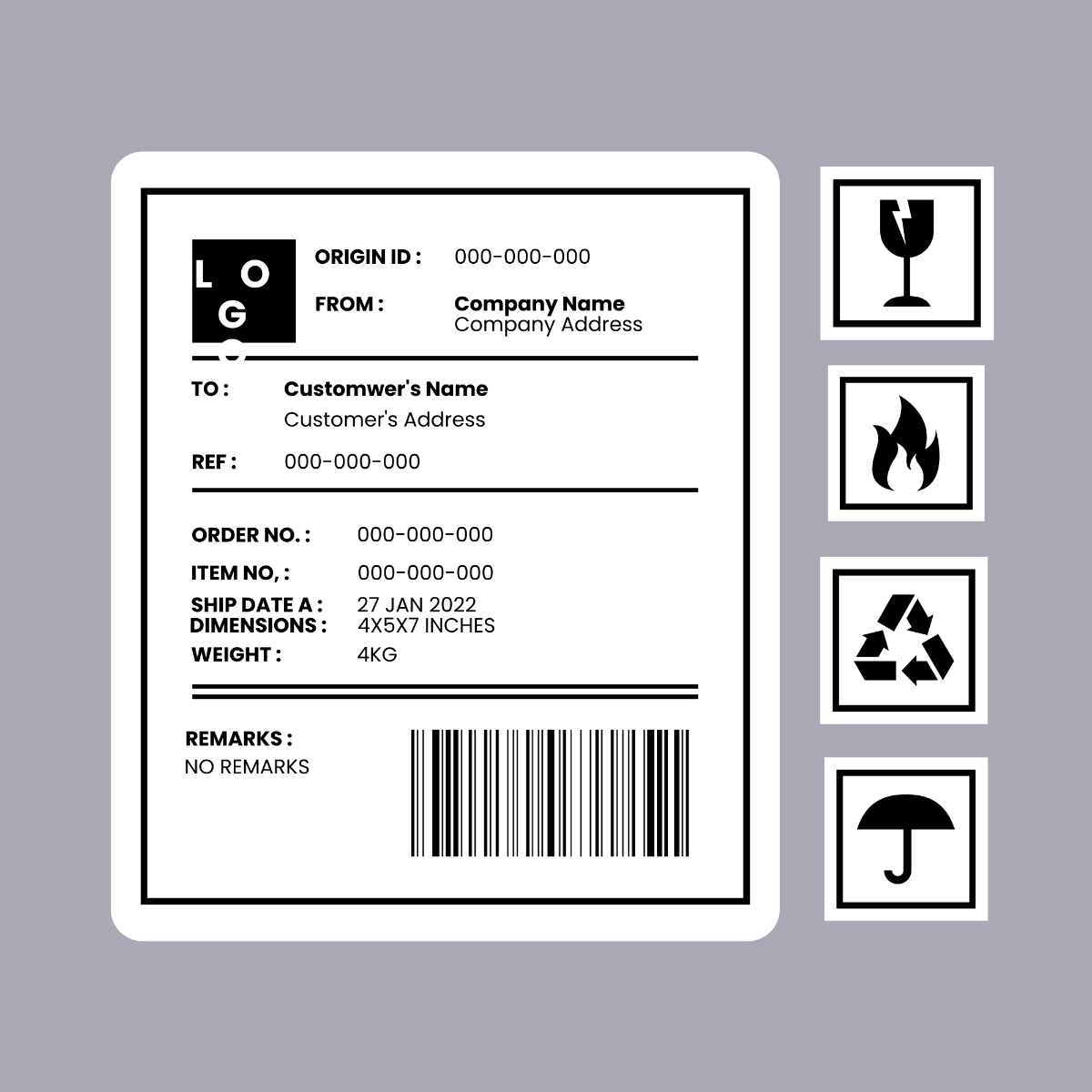 Shipping Label Vector Template