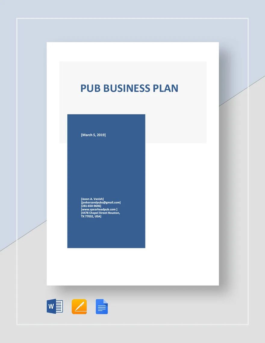 Pub Business Plan Template