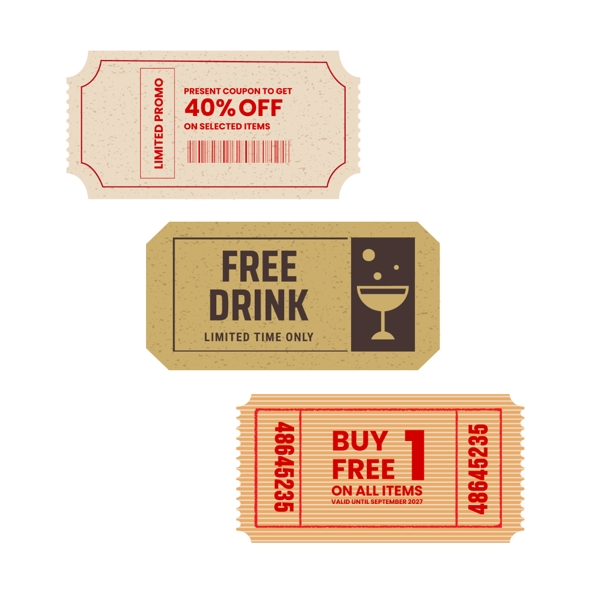 Vintage Coupon Vector Template
