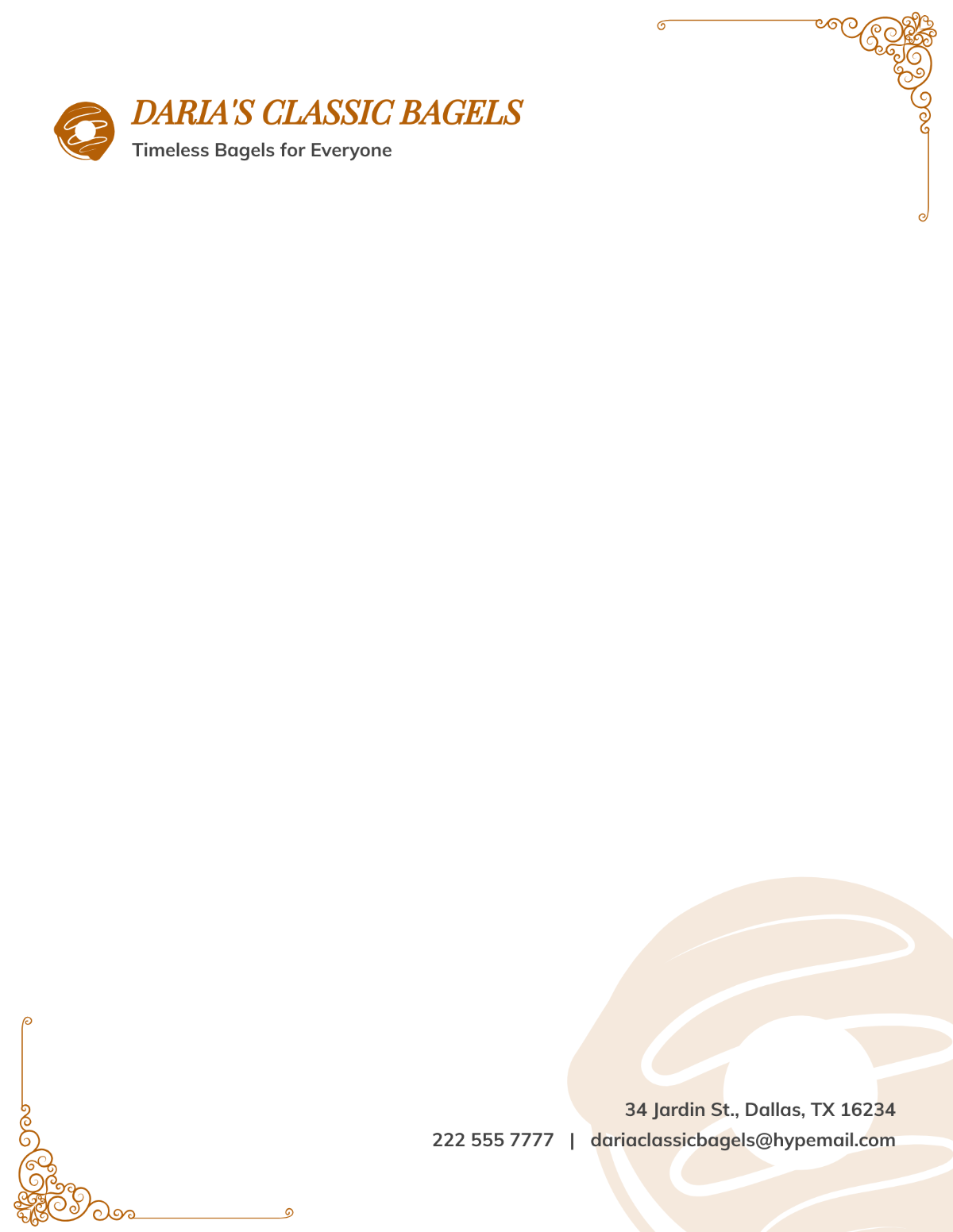 Classic Bagel Bakery Letterhead Template - Edit Online & Download