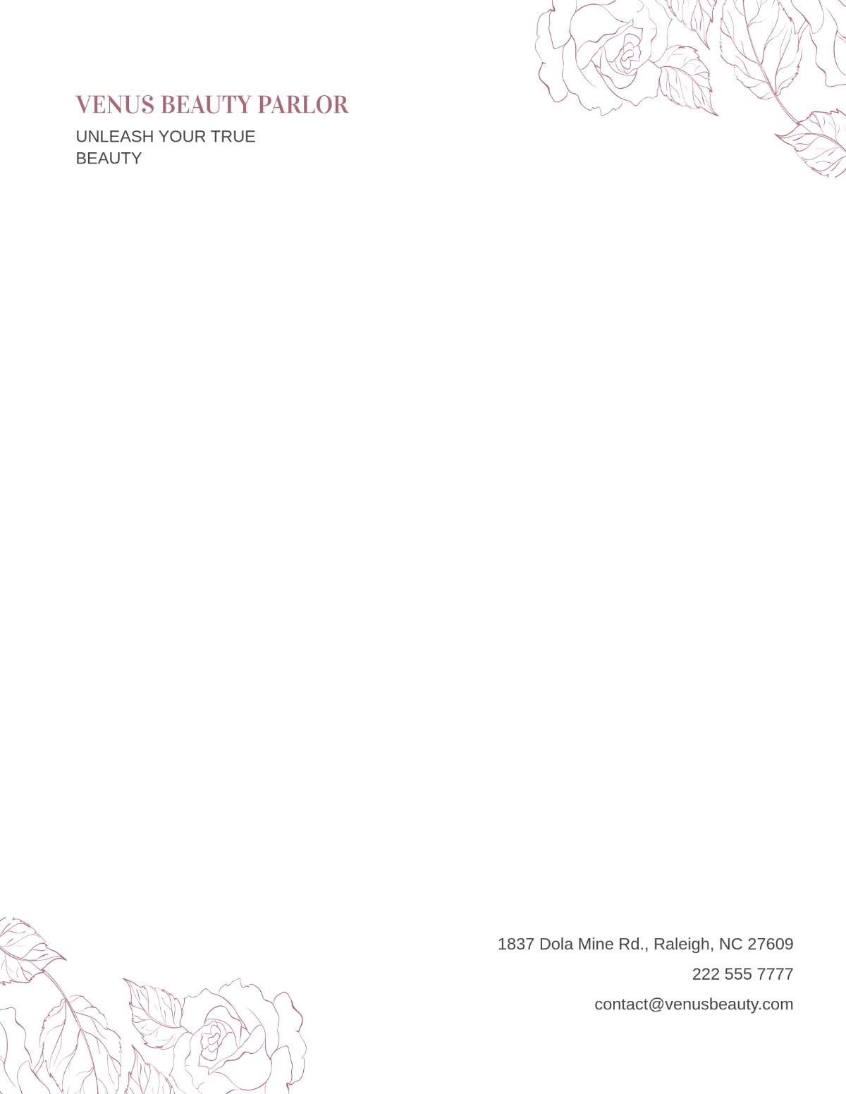 Sample Beauty Parlor Letterhead Template - Edit Online & Download