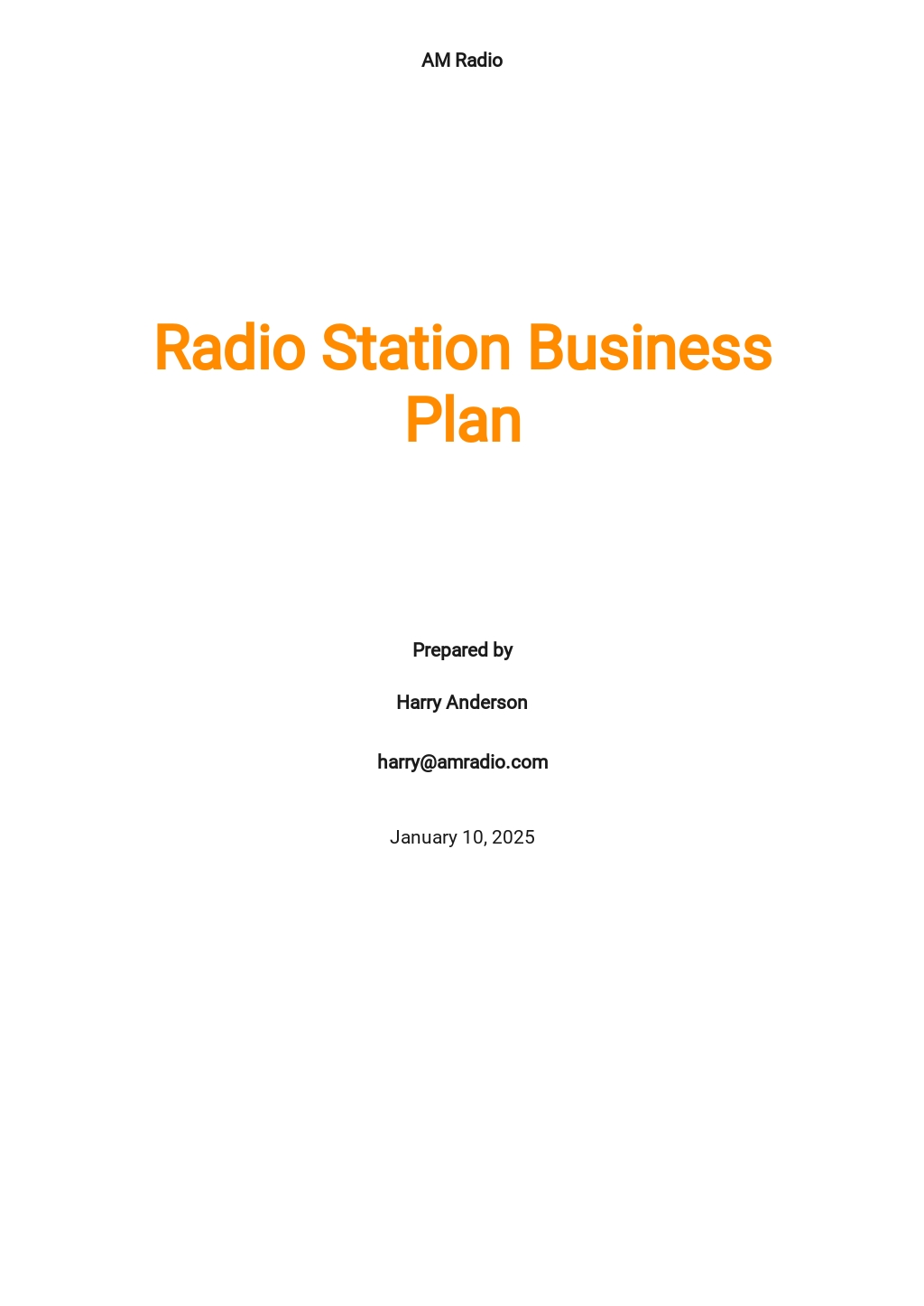 radio station business plan sample
