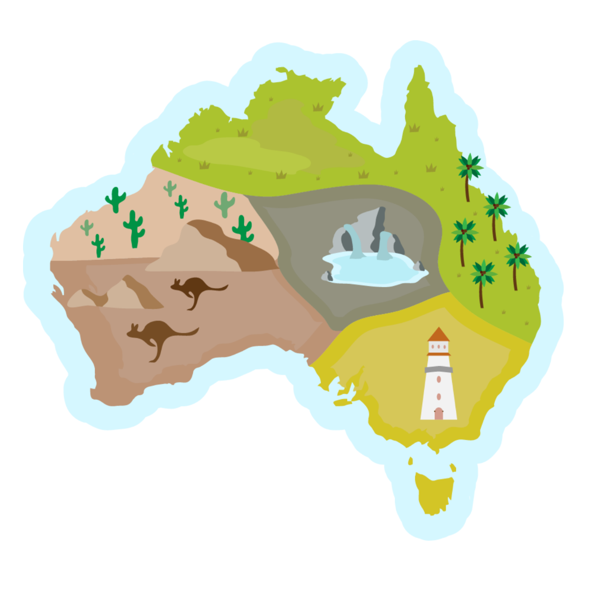 Australia Map With Landscape Vector Template
