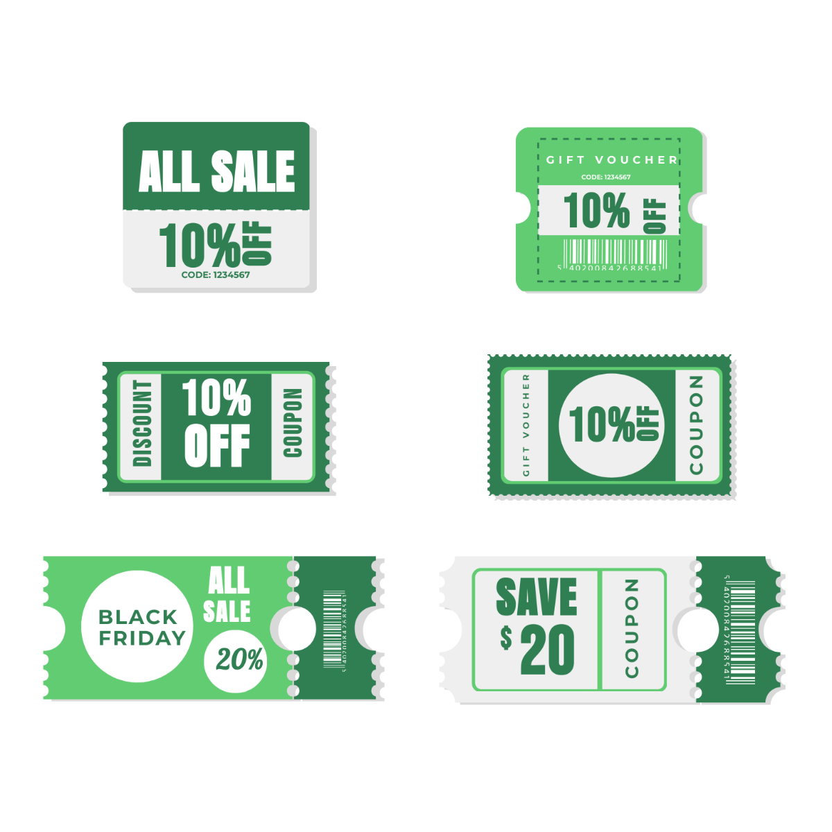 Free Green Coupon Vector Template