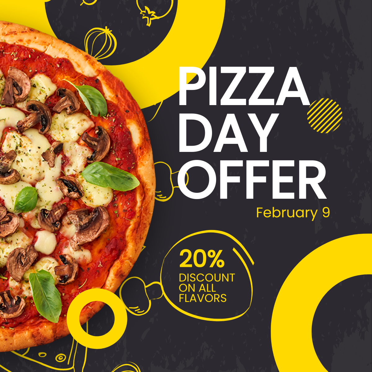 Free Pizza Day Offer Linkedin Post Template