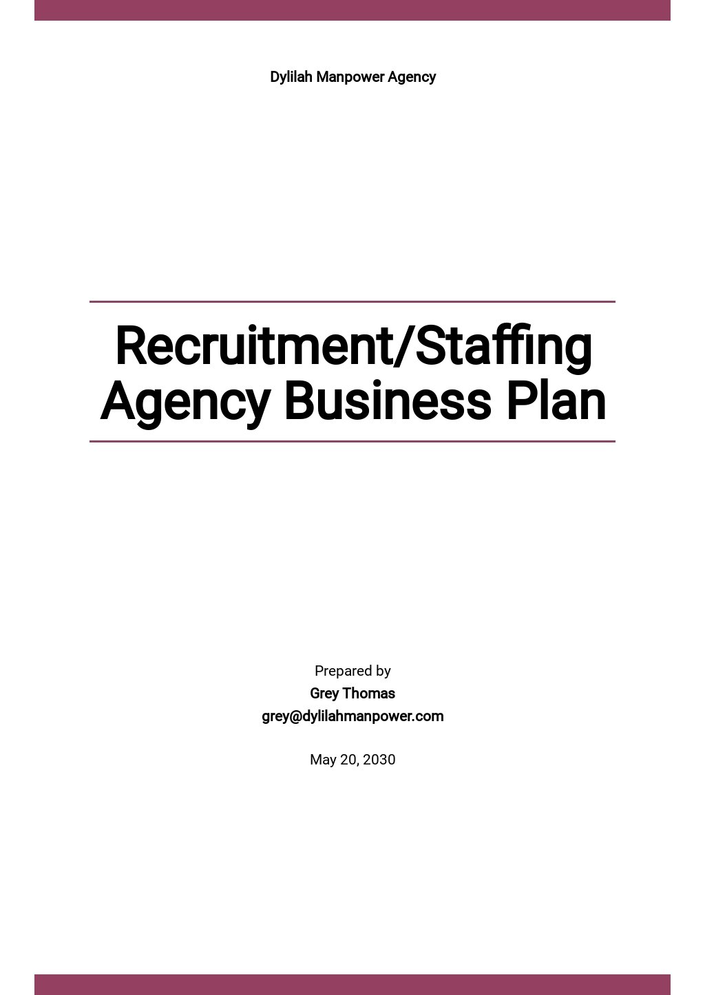 sample of a business plan for a recruitment agency