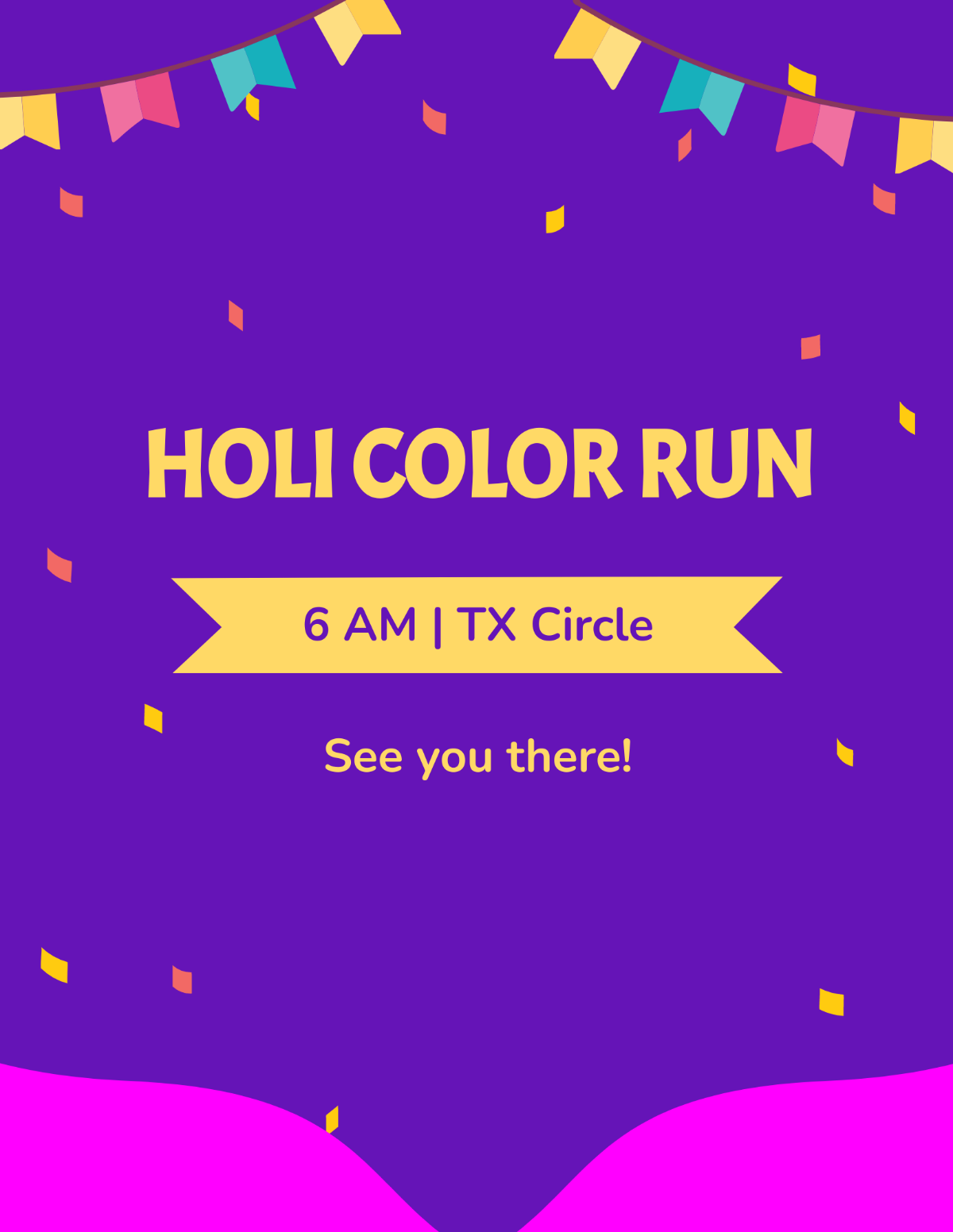 Holi Festival Fun Run Flyer Template