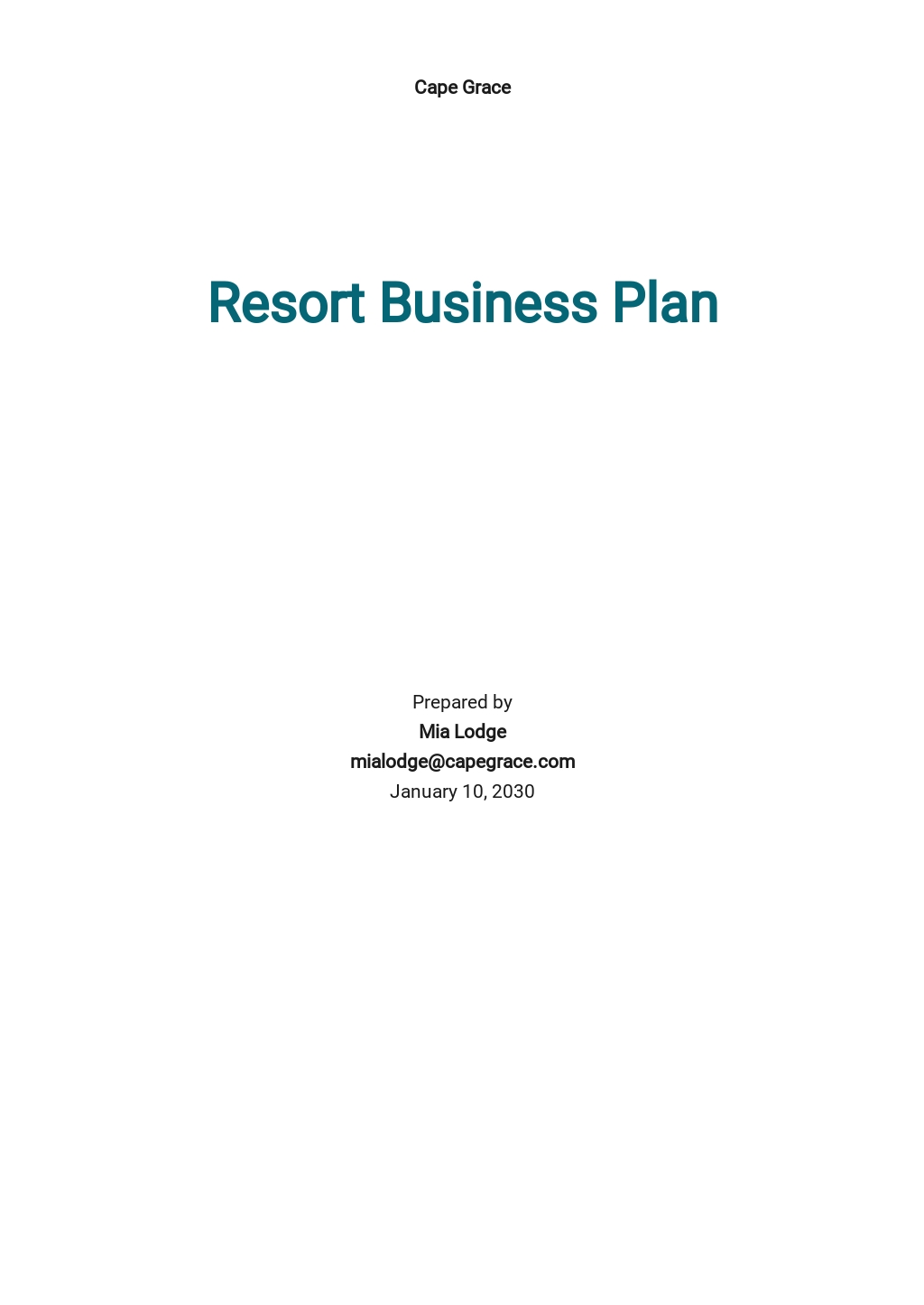 resort business plan