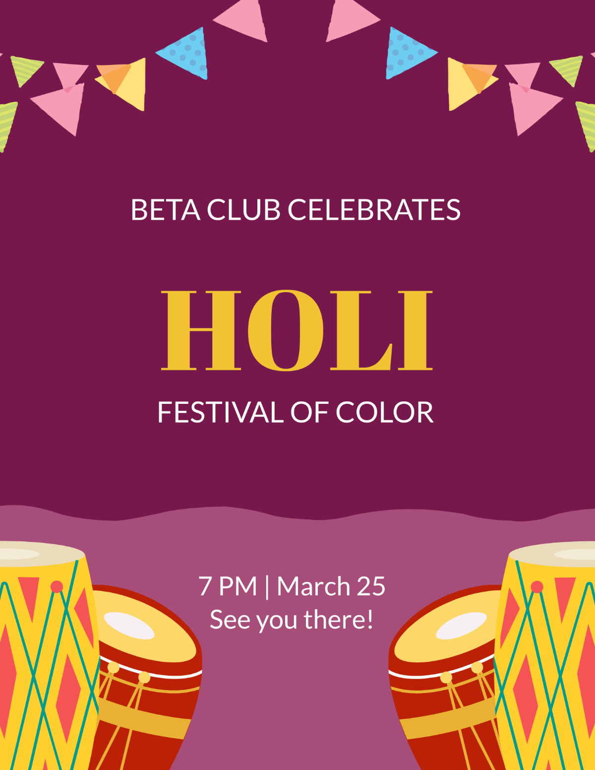 Free Holi Event Flyer Template