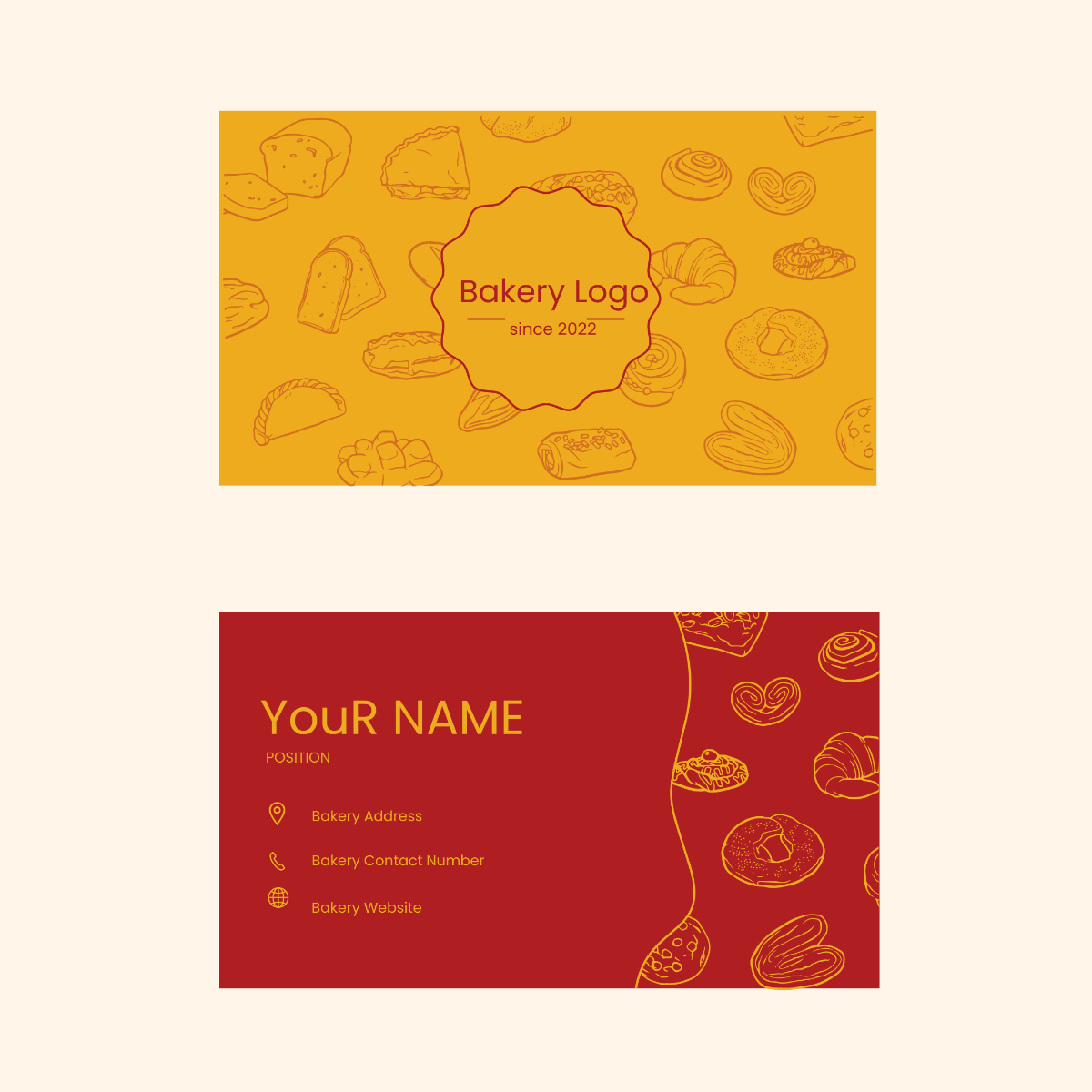 Bakery Business Card Vector Template