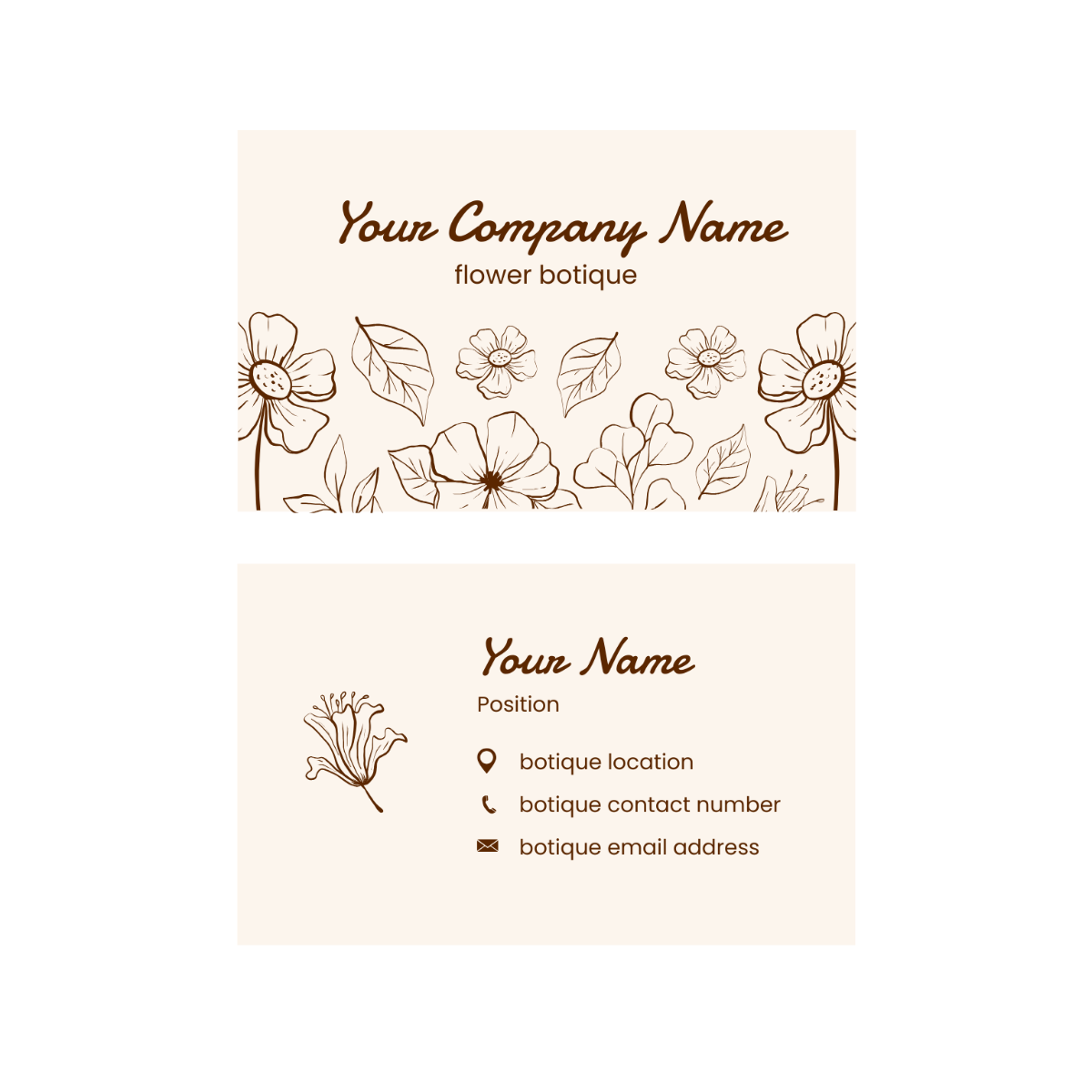 Free Floral Business Card Vector Template