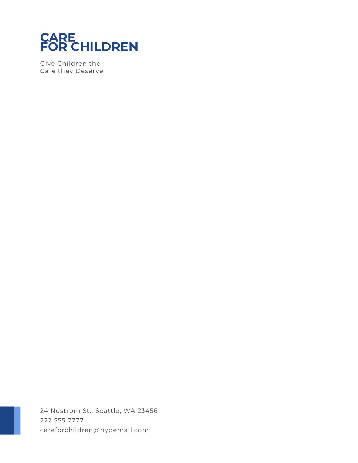 Non Profit Association for Children Letterhead Template - Edit Online & Download