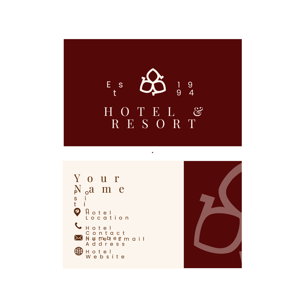 Free Hotel Business Card Vector Template