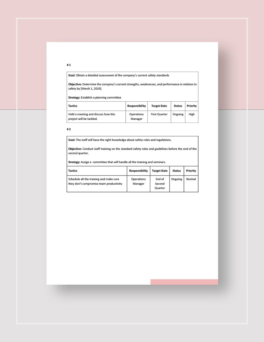 Safety Strategy Plan Template In Pages Word Google Docs Download 