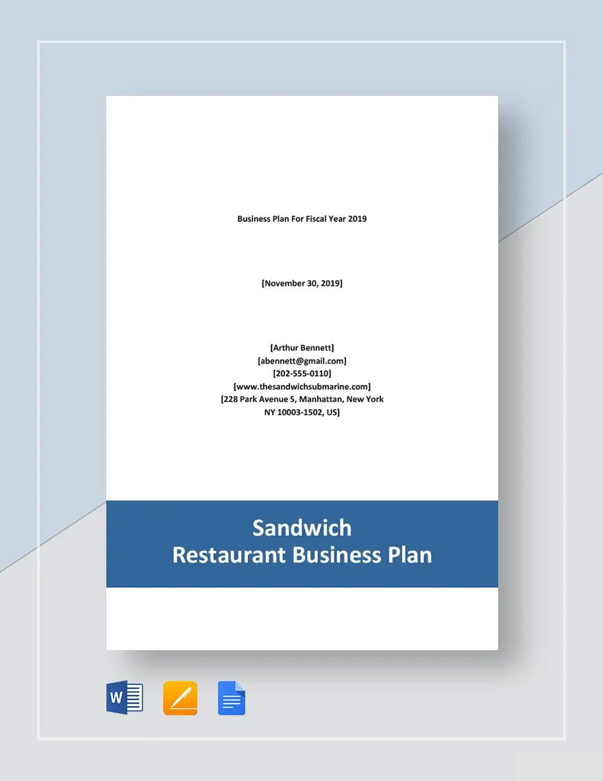 Sandwich Restaurant Business Plan Template