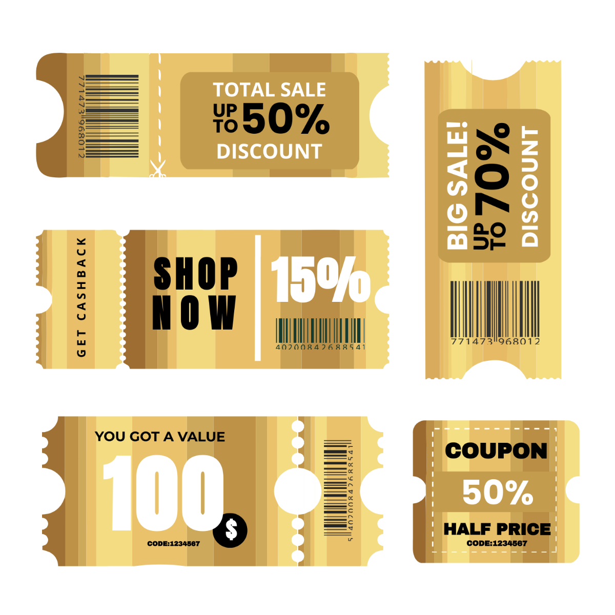 Free Gold Coupon Vector Template