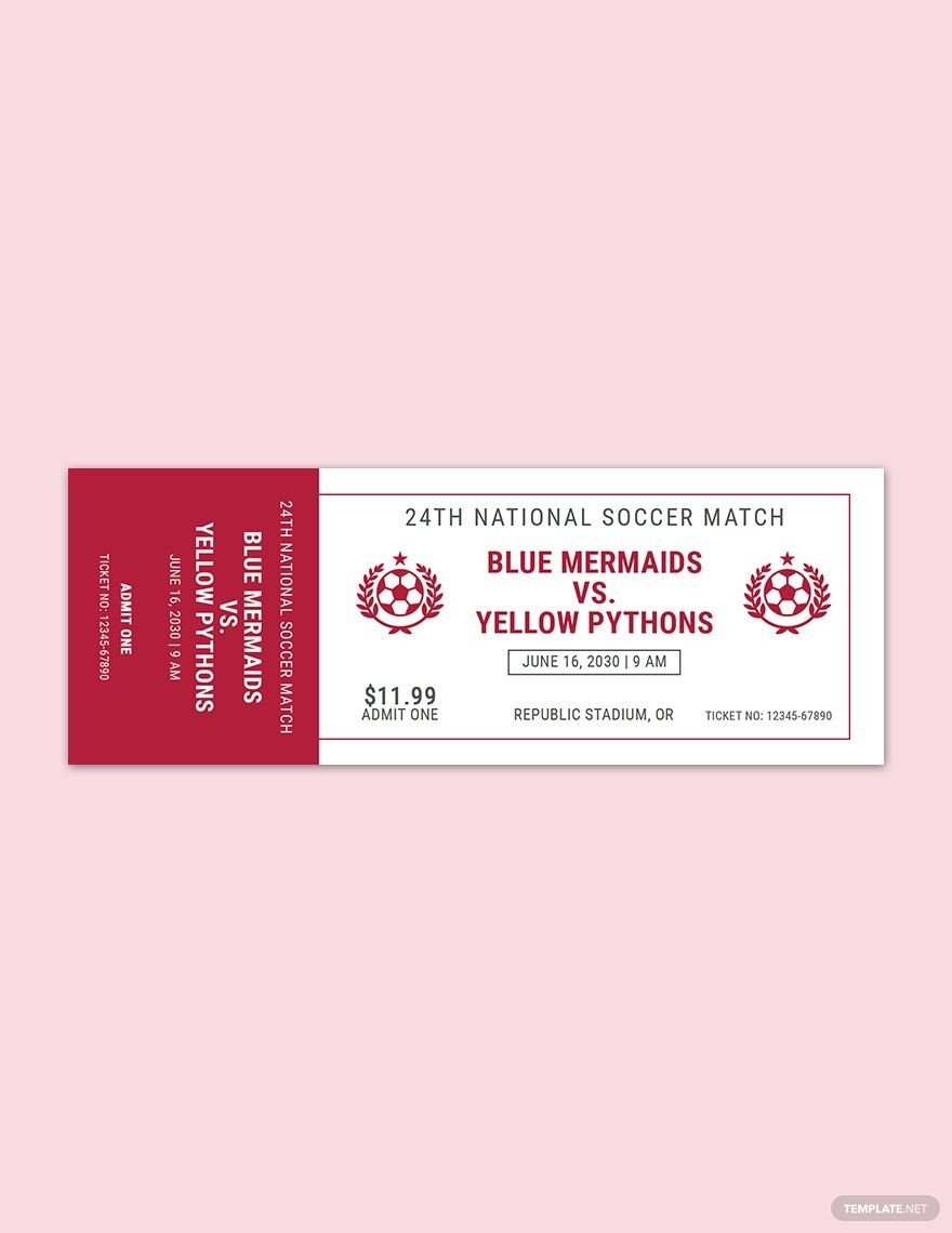 Soccer Game Ticket Template