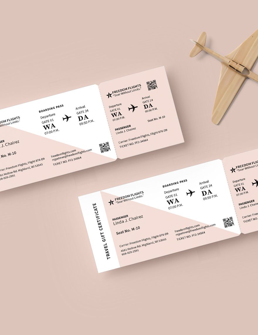 Airline Ticket Gift Invitation Template Download in Word, Illustrator