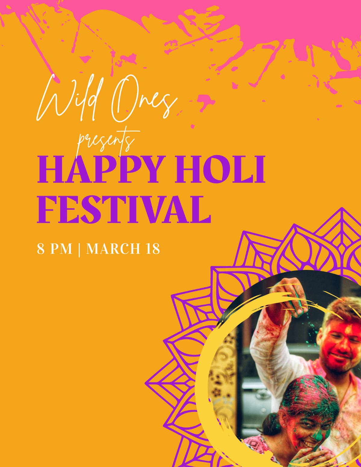 Happy Holi Flyer Template - Edit Online & Download