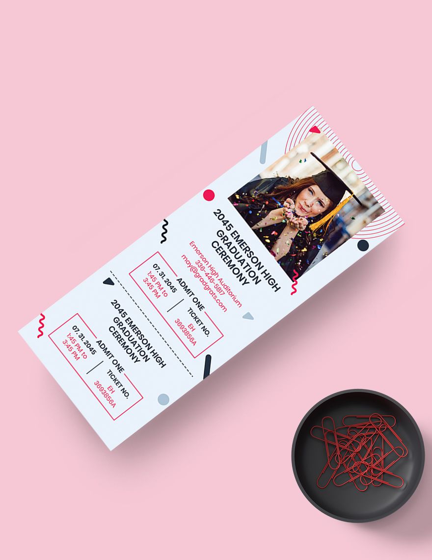 Graduation Event Ticket Template in Illustrator PSD Publisher Pages