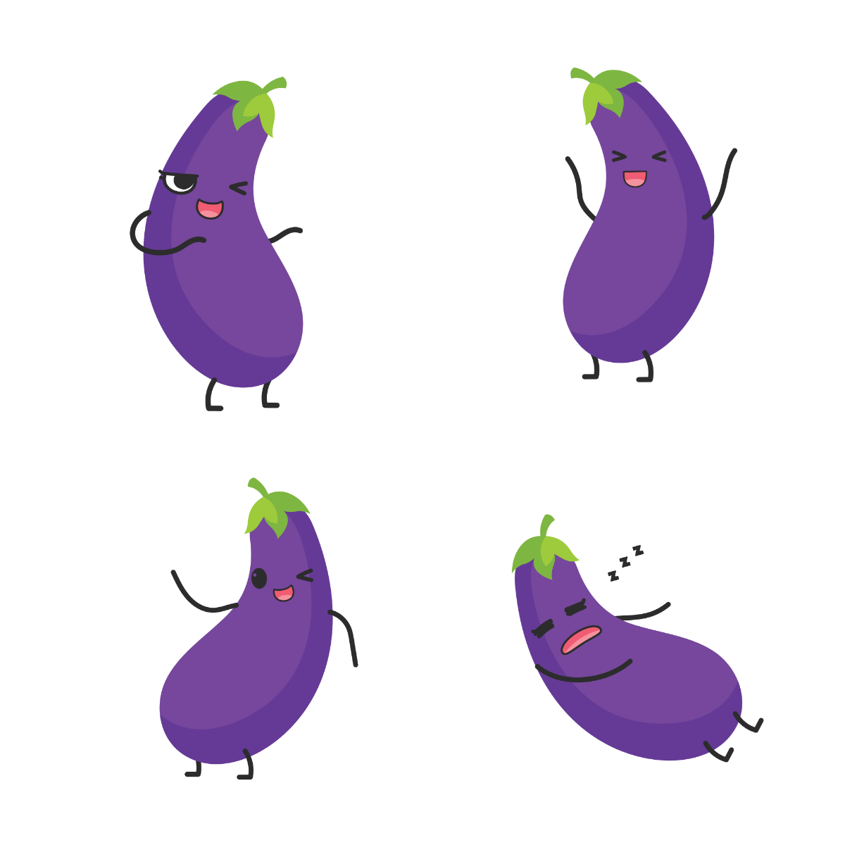 Eggplant Emoji Vector Template