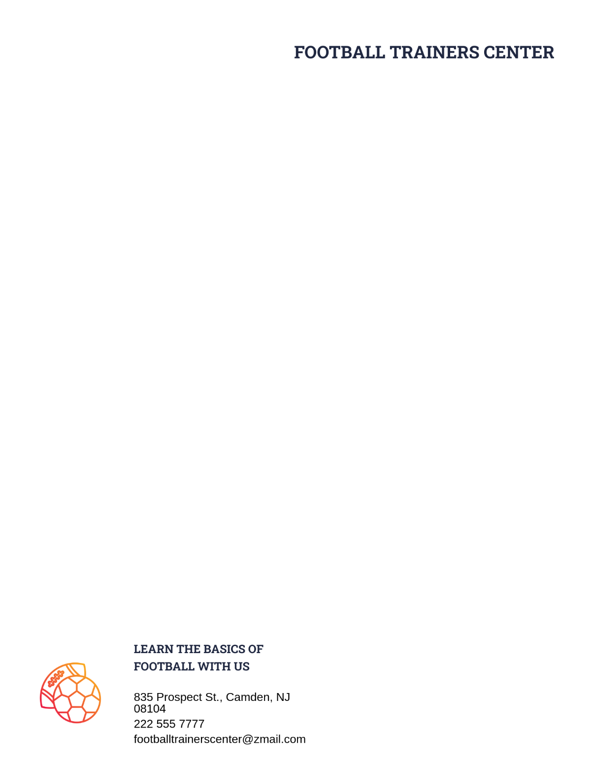 Football Training Letterhead Template - Edit Online & Download