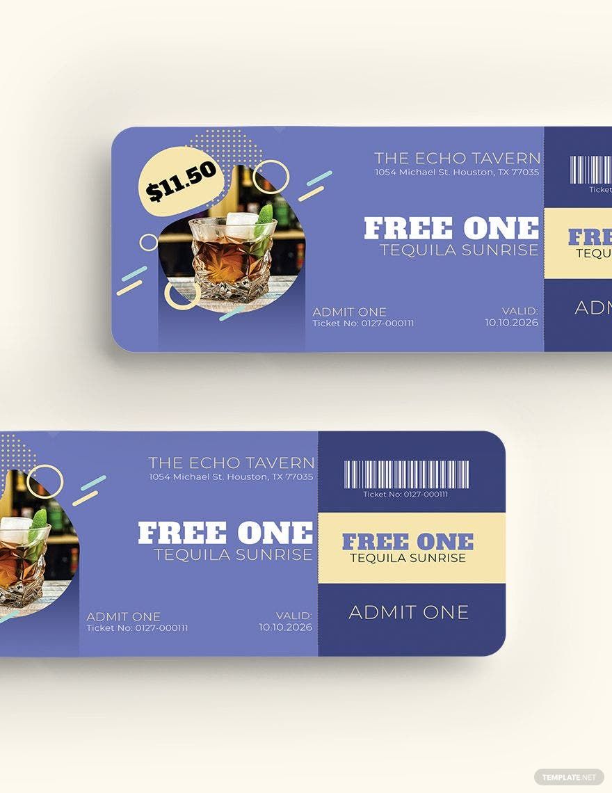 Free Holiday Drink Ticket Template in Word, Illustrator, PSD, Apple Pages, Publisher