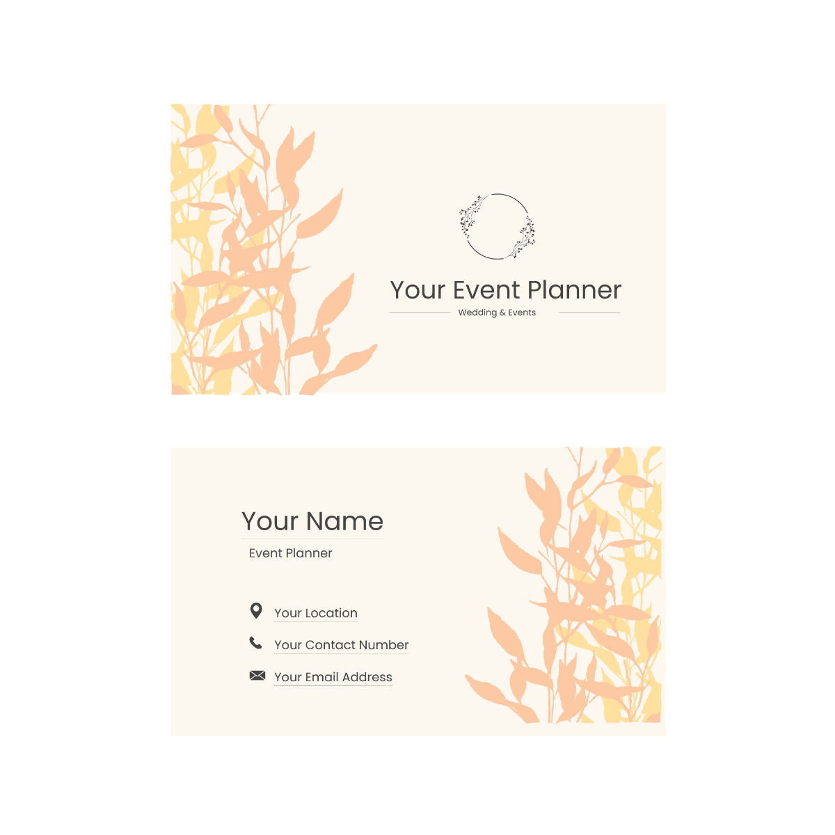 Free Event Planner Business Card Vector Template