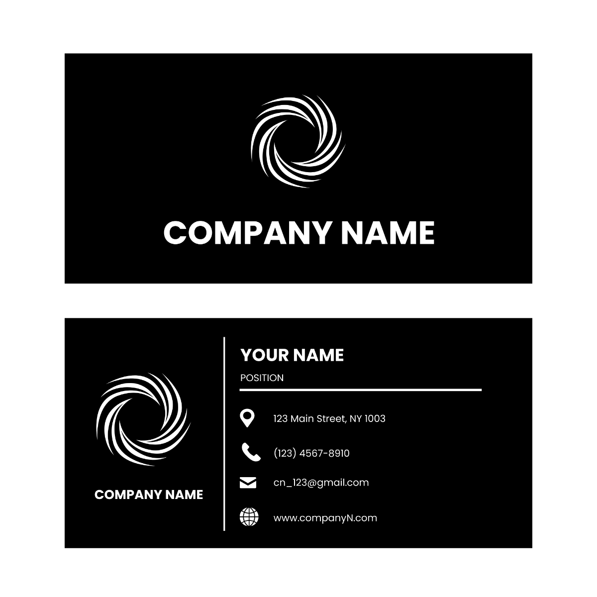 Black Business Card Vector Template