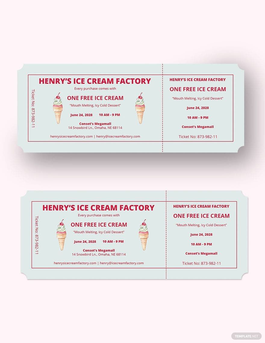 Printable Free Ice Cream Ticket Template