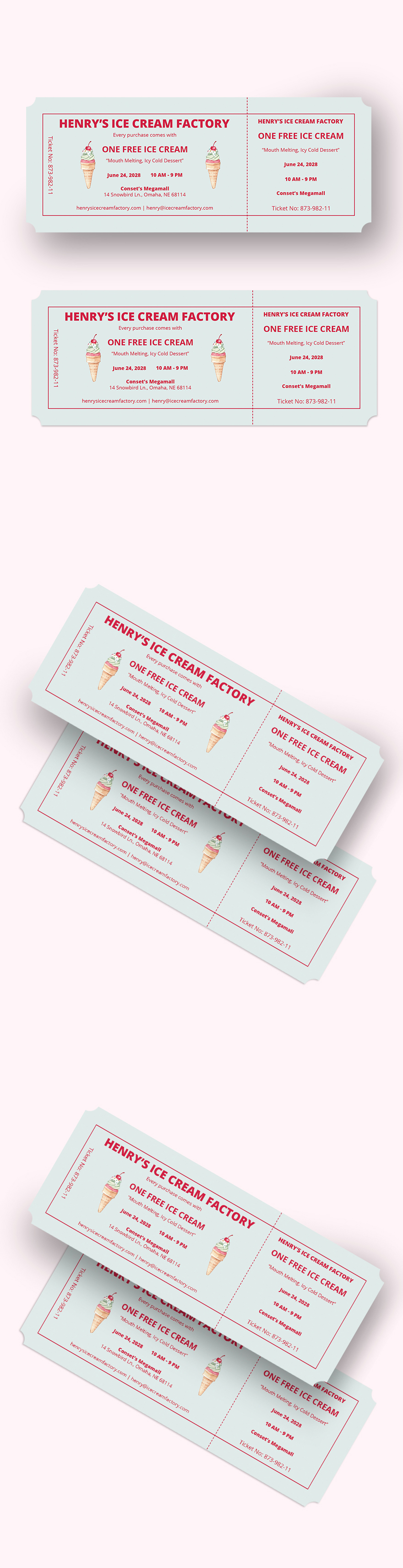 ice cream food ticket template illustrator word apple pages psd publisher template net