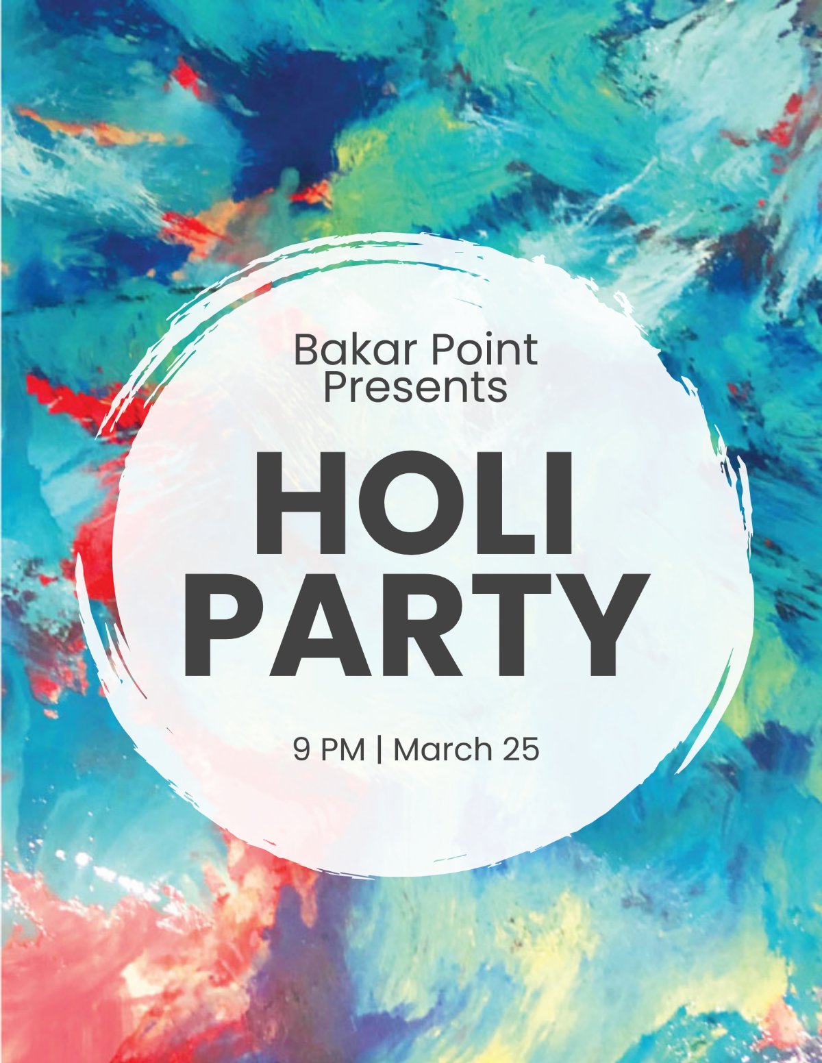 Free Holi Party Flyer Template