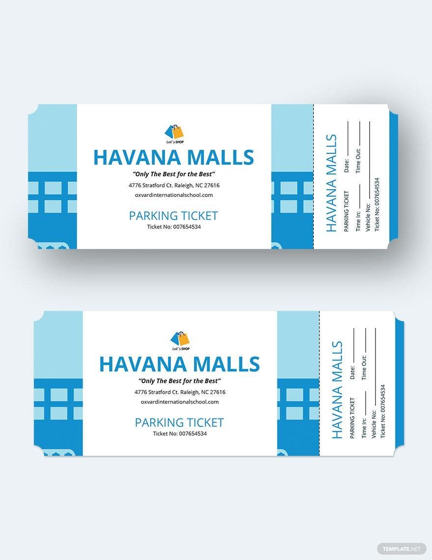 Mall Parking Ticket Template