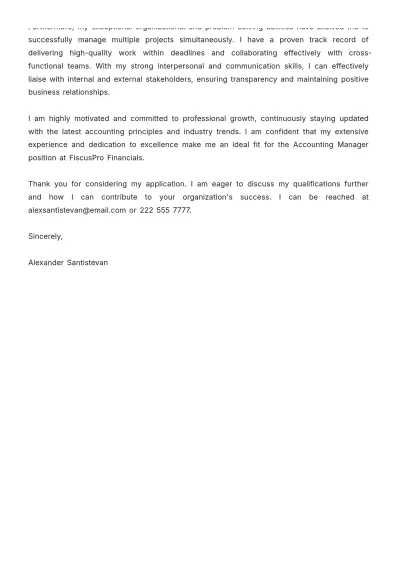 Free Traditional Accountant Cover Letter Template to Edit Online