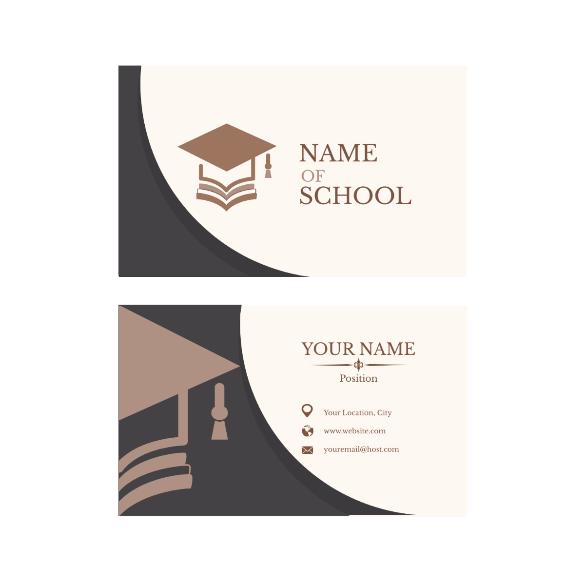 School Business Card Vector Template