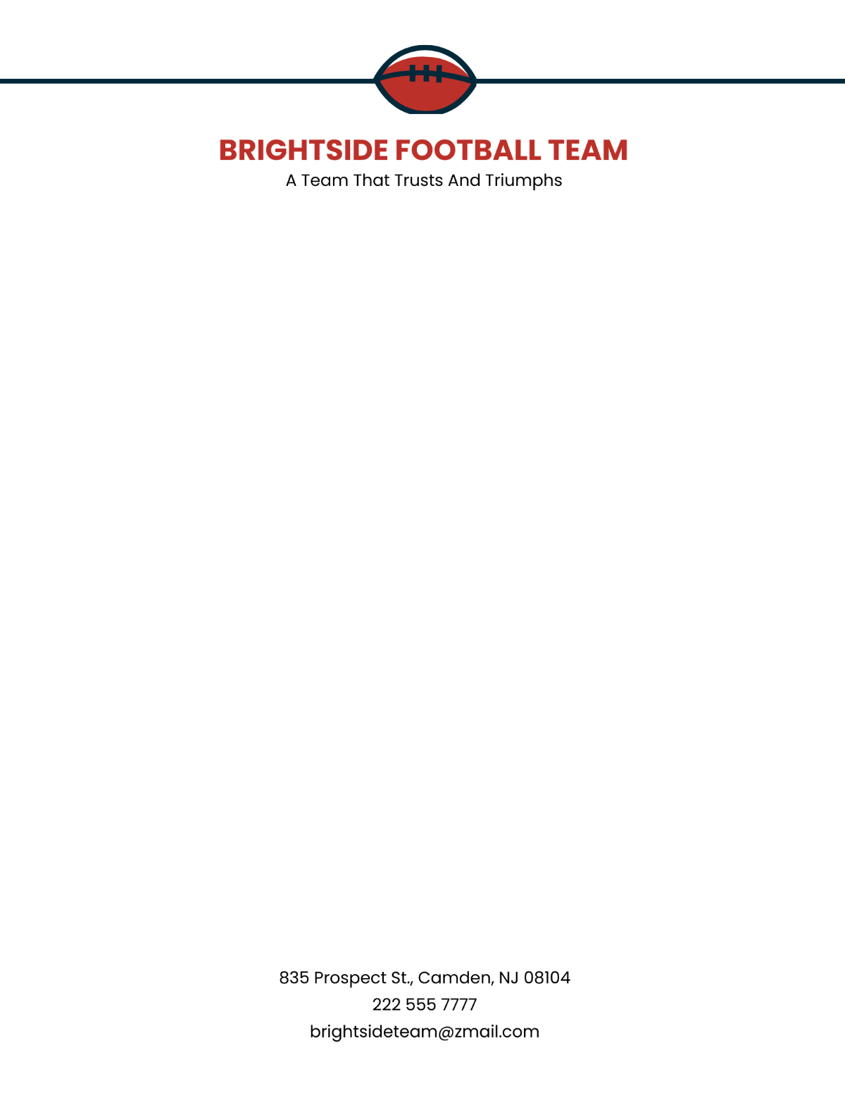 Football Team Letterhead Template