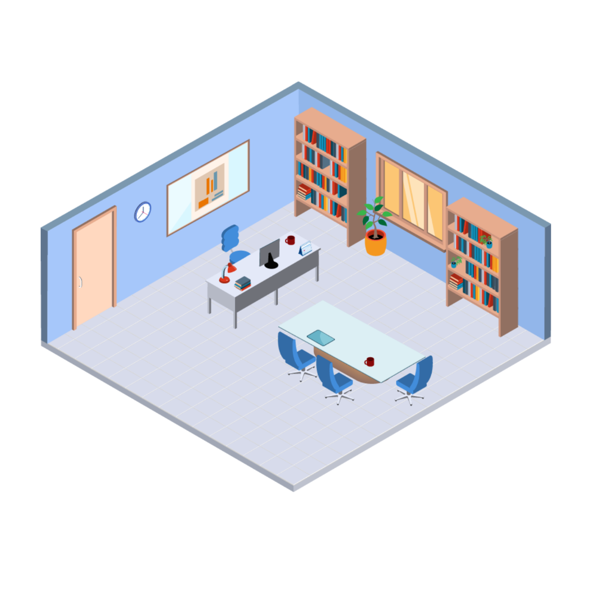 Isometric Office Vector Template