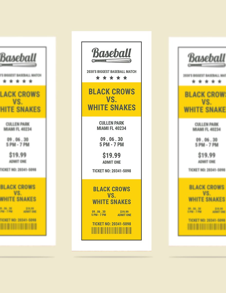 Printable Baseball Ticket Template