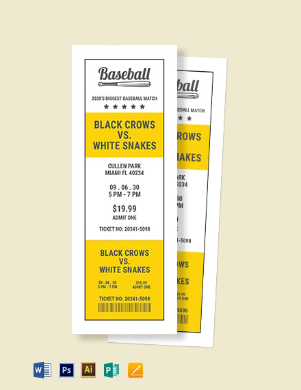 free printable baseball ticket template