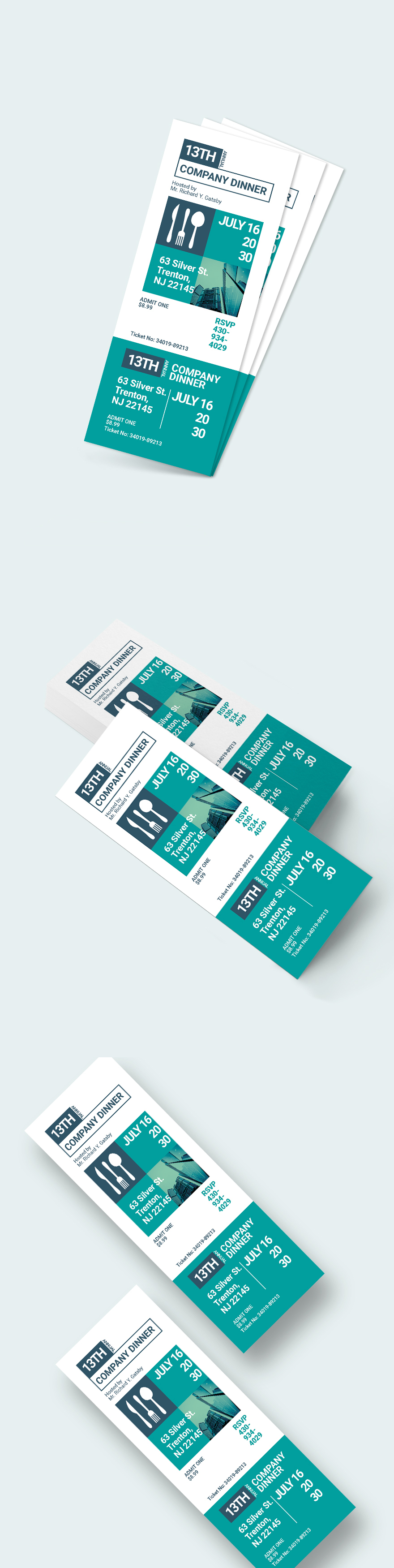 Dinner Ticket Template - Illustrator, InDesign, Word, Apple Pages, PSD ...