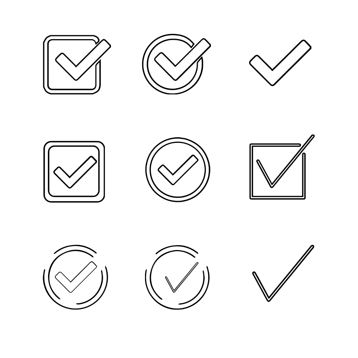 Check Mark Outline Vector Template