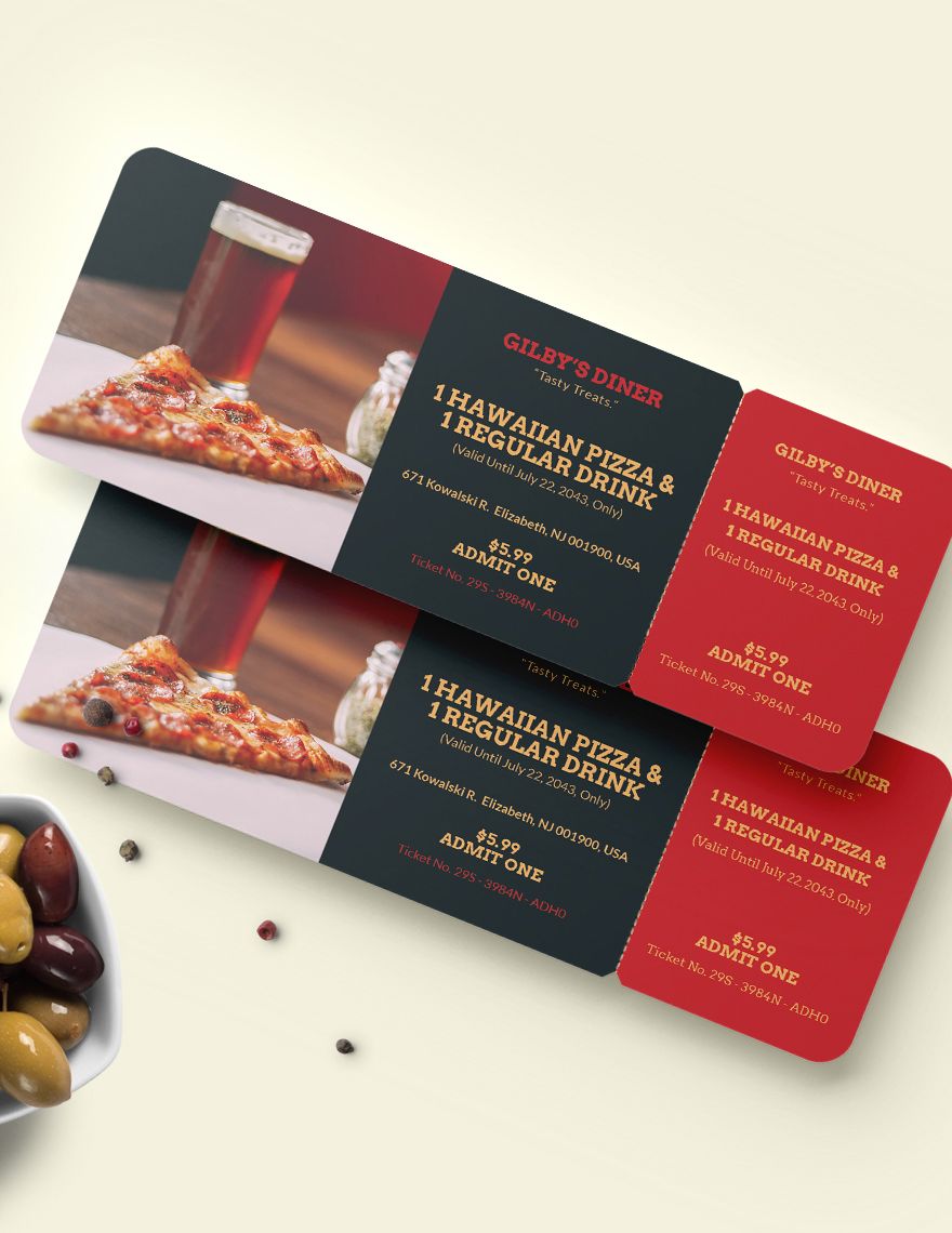 Printable Food Ticket Template Download In Word Illustrator PSD Apple Pages Publisher