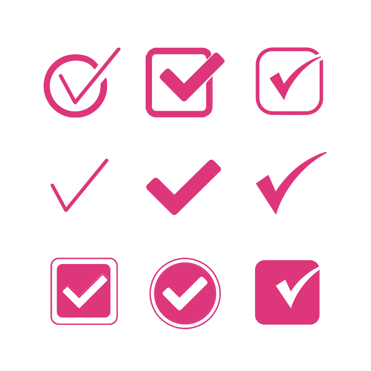 Pink Check/Tick Mark Vector Template